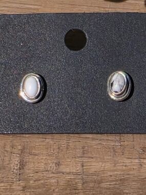 Sterling Silver White Buffalo Stud Earrings